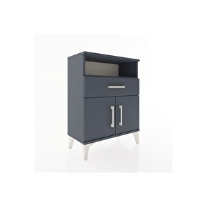 Arges Komodin 2 Raflı Tek Çekmeceli 2 Kapaklı 60x30x80 Antrasit-antrasit