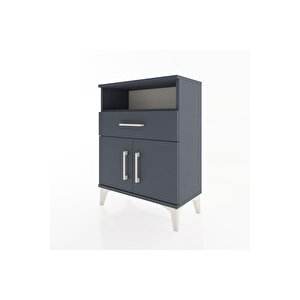 Arges Komodin 2 Raflı Tek Çekmeceli 2 Kapaklı 60x30x80 Antrasit-antrasit
