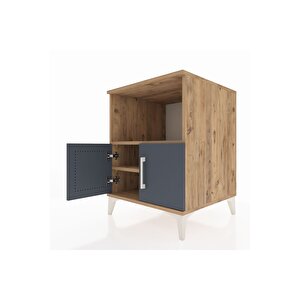 Kronos Komodin 2 Raflı 2 Kapaklı 60x59x80 Çam-antrasit