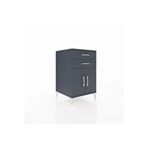 Kronos Komodin Tek Raflı 2 Çekmeceli 2 Kapaklı 60x59x96 Antrasit-antrasit