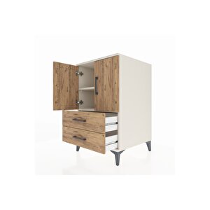 Kronos Komodin 2 Raflı 2 Çekmeceli 2 Kapaklı 60x59x96 Aytaşı-çam