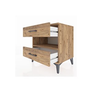 Hyperion Komodin Tek Raflı 2 Çekmeceli 60x44x64 Çam-çam