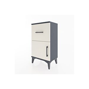 Arges Komodin Tek Raflı Tek Çekmeceli Tek Kapaklı 44x30x80 Antrasit-aytaşı