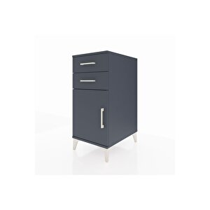 Kronos Komodin Tek Raflı 2 Çekmeceli Tek Kapaklı 44x59x96 Antrasit-antrasit