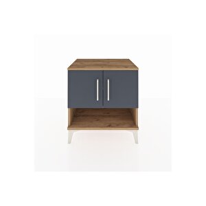 Hyperion Komodin 2 Raflı 2 Kapaklı 60x44x64 Çam-antrasit