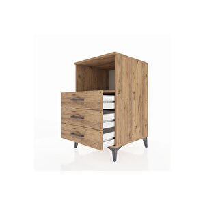 Kronos Komodin Tek Raflı 3 Çekmeceli 60x59x96 Çam-çam