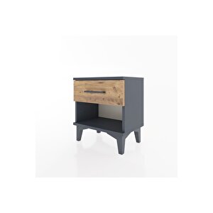 Arges Komodin Tek Çekmeceli 44x30x48 Antrasit-çam