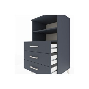 Hyperion Komodin 2 Raflı 3 Çekmeceli 60x44x106 Antrasit-antrasit