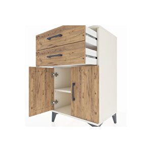 Hyperion Komodin Tek Raflı 2 Çekmeceli 2 Kapaklı 60x44x96 Aytaşı-çam