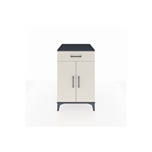 Kronos Komodin 2 Raflı Tek Çekmeceli 2 Kapaklı 60x59x96 Antrasit-aytaşı