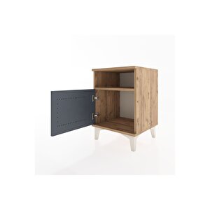 Hyperion Komodin Tek Raflı Tek Kapaklı 44x44x64 Çam-antrasit