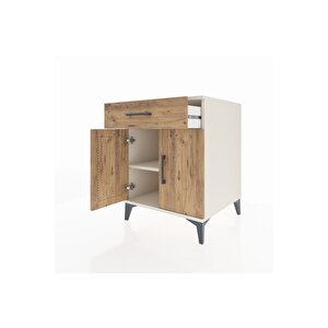 Kronos Komodin Tek Raflı Tek Çekmeceli 2 Kapaklı 60x59x80 Aytaşı-çam