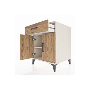 Kronos Komodin Tek Raflı Tek Çekmeceli 2 Kapaklı 60x59x80 Aytaşı-çam