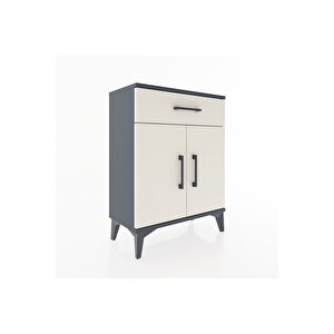 Arges Komodin Tek Raflı Tek Çekmeceli 2 Kapaklı 60x30x80 Antrasit-aytaşı