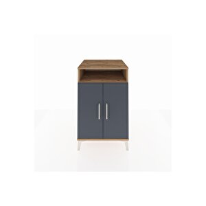 Kronos Komodin 3 Raflı 2 Kapaklı 60x59x96 Çam-antrasit