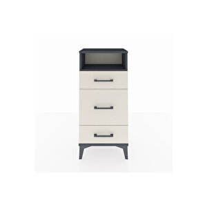 Arges Komodin Tek Raflı 3 Çekmeceli 44x30x96 Antrasit-aytaşı