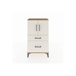 Arges Komodin 2 Raflı 2 Çekmeceli 2 Kapaklı 60x30x106 Çam-aytaşı