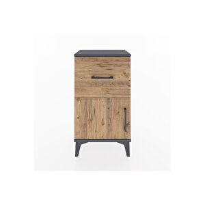 Arges Komodin Tek Raflı Tek Çekmeceli Tek Kapaklı 44x30x80 Antrasit-çam