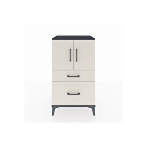 Hyperion Komodin 2 Raflı 2 Çekmeceli 2 Kapaklı 60x44x106 Antrasit-aytaşı