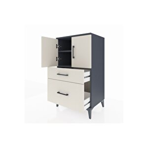 Hyperion Komodin 2 Raflı 2 Çekmeceli 2 Kapaklı 60x44x106 Antrasit-aytaşı