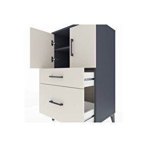 Hyperion Komodin 2 Raflı 2 Çekmeceli 2 Kapaklı 60x44x106 Antrasit-aytaşı