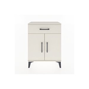 Arges Komodin Tek Raflı Tek Çekmeceli 2 Kapaklı 60x30x80 Aytaşı-aytaşı