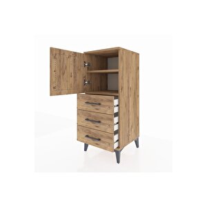 Hyperion Komodin 2 Raflı 3 Çekmeceli Tek Kapaklı 44x44x106 Çam-çam