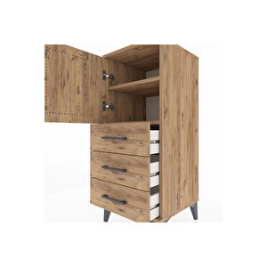 Hyperion Komodin 2 Raflı 3 Çekmeceli Tek Kapaklı 44x44x106 Çam-çam