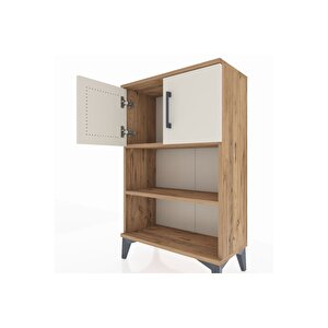 Arges Komodin 2 Raflı 2 Kapaklı 60x30x96 Çam-aytaşı