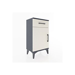 Arges Komodin Tek Raflı Tek Çekmeceli Tek Kapaklı 44x30x80 Antrasit-aytaşı