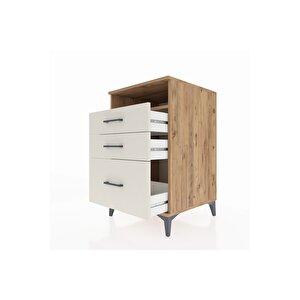 Kronos Komodin Tek Raflı 3 Çekmeceli 60x59x96 Çam-aytaşı
