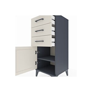 Hyperion Komodin Tek Raflı 3 Çekmeceli Tek Kapaklı 44x44x106 Antrasit-aytaşı