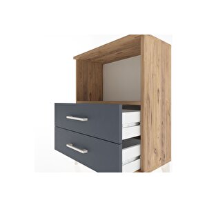 Arges Komodin Tek Raflı 2 Çekmeceli 60x30x80 Çam-antrasit