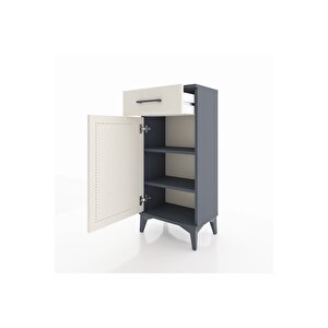 Arges Komodin 2 Raflı Tek Çekmeceli Tek Kapaklı 44x30x96 Antrasit-aytaşı