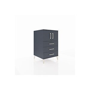 Kronos Komodin Tek Raflı 3 Çekmeceli 2 Kapaklı 60x59x96 Antrasit-antrasit