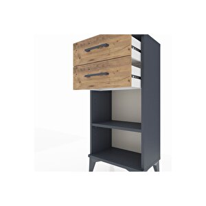 Arges Komodin Tek Raflı 2 Çekmeceli 44x30x96 Antrasit-çam