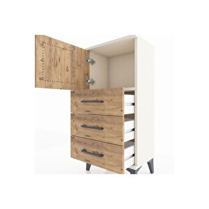 Arges Komodin Tek Raflı 3 Çekmeceli Tek Kapaklı 44x30x96 Aytaşı-çam