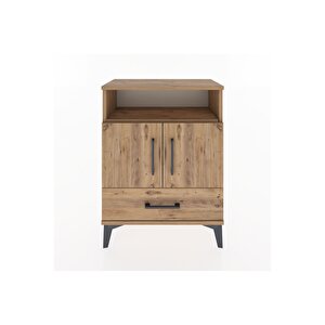 Arges Komodin 3 Raflı Tek Çekmeceli 2 Kapaklı 60x30x80 Çam-çam