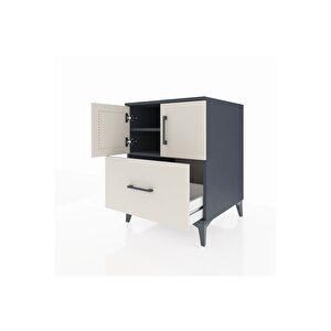 Kronos Komodin 2 Raflı Tek Çekmeceli 2 Kapaklı 60x59x80 Antrasit-aytaşı