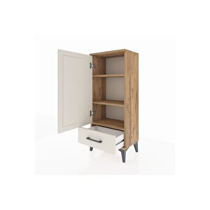 Arges Komodin 3 Raflı Tek Çekmeceli Tek Kapaklı 44x30x106 Çam-aytaşı