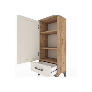 Arges Komodin 3 Raflı Tek Çekmeceli Tek Kapaklı 44x30x106 Çam-aytaşı