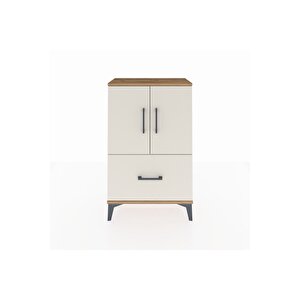 Arges Komodin 2 Raflı Tek Çekmeceli 2 Kapaklı 60x30x96 Çam-aytaşı