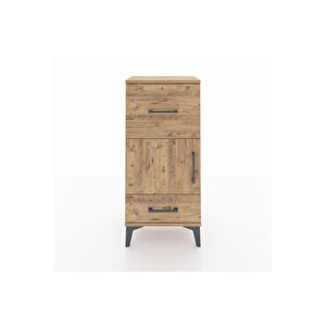 Arges Komodin Tek Raflı 2 Çekmeceli Tek Kapaklı 44x30x96 Çam-çam
