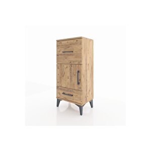Arges Komodin Tek Raflı 2 Çekmeceli Tek Kapaklı 44x30x96 Çam-çam