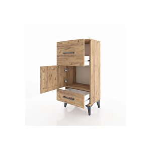 Arges Komodin Tek Raflı 2 Çekmeceli Tek Kapaklı 44x30x96 Çam-çam
