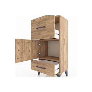 Arges Komodin Tek Raflı 2 Çekmeceli Tek Kapaklı 44x30x96 Çam-çam