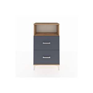 Arges Komodin Tek Raflı 2 Çekmeceli 60x30x106 Çam-antrasit