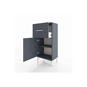 Arges Komodin Tek Raflı Tek Çekmeceli Tek Kapaklı 44x30x96 Antrasit-antrasit