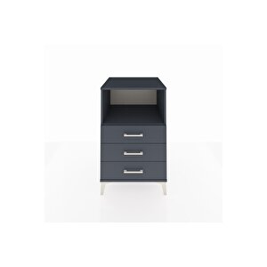 Kronos Komodin Tek Raflı 3 Çekmeceli 60x59x96 Antrasit-antrasit