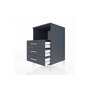 Kronos Komodin Tek Raflı 3 Çekmeceli 60x59x96 Antrasit-antrasit